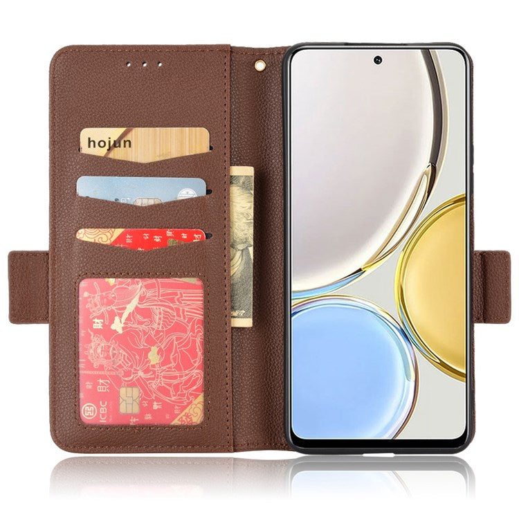 For Honor Magic4 Lite 4G/5G/X9 4G/5G/X30 5G Stand Wallet Style Flip Magnetic Litchi Texture Case Leather Phone Protector - Brown