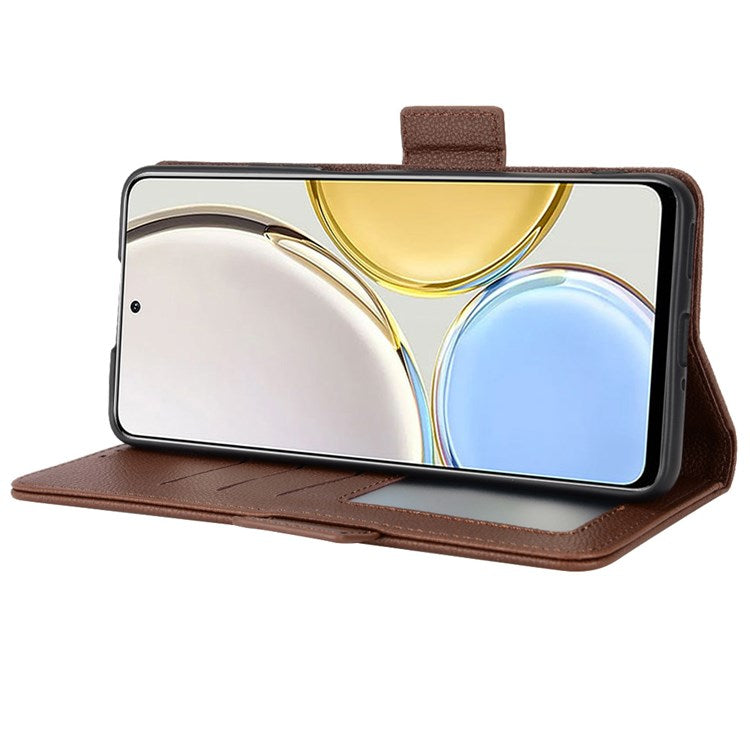 For Honor Magic4 Lite 4G/5G/X9 4G/5G/X30 5G Stand Wallet Style Flip Magnetic Litchi Texture Case Leather Phone Protector - Brown