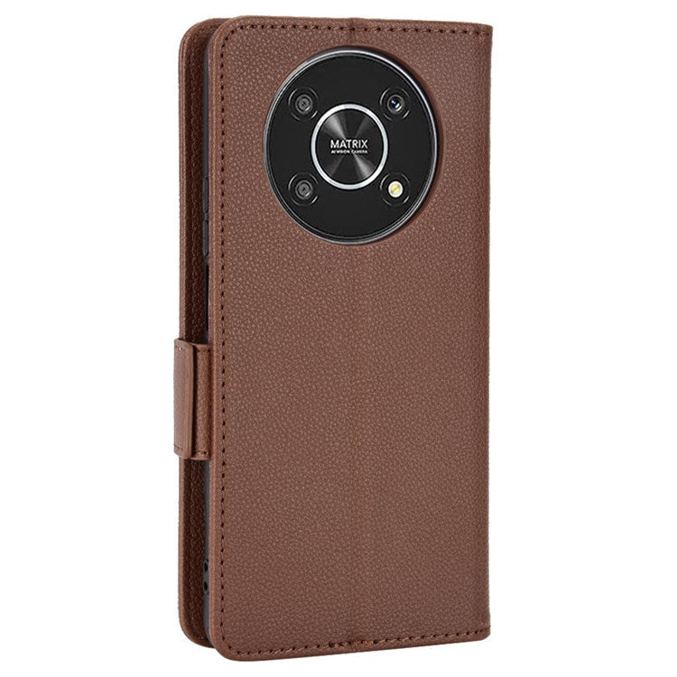 For Honor Magic4 Lite 4G/5G/X9 4G/5G/X30 5G Stand Wallet Style Flip Magnetic Litchi Texture Case Leather Phone Protector - Brown