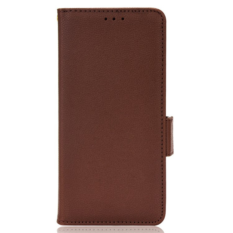 For Honor X7 Litchi Texture Magnetic Closure Wear-resistant Drop-proof Case Leather Stand Wallet Style Cell Phone Shell - Brown