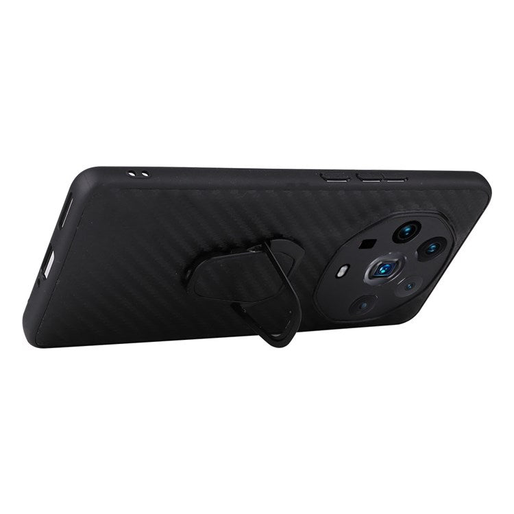 Ring Kickstand Phone Case for Honor Magic4 Ultimate, PU Leather Coated TPU + PC Cover with Car Mount Metal Sheet - Leopard