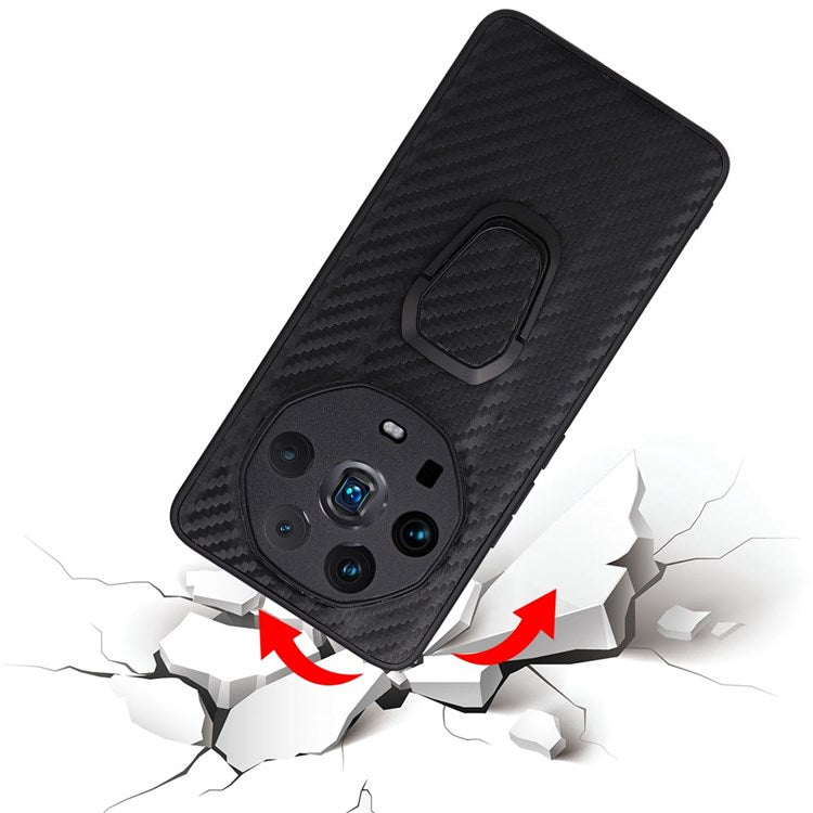 Ring Kickstand Phone Case for Honor Magic4 Ultimate, PU Leather Coated TPU + PC Cover with Car Mount Metal Sheet - Leopard