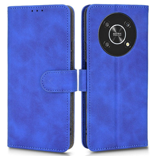 For Honor X9 5G/X30/Magic4 Lite 5G PU Leather Stand Flip Cover Skin-touch Feeling Shockproof TPU Inner Shell Wallet Phone Case - Blue