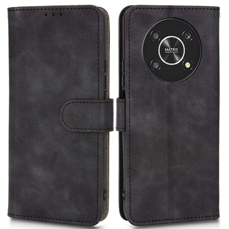 For Honor X9 5G/X30/Magic4 Lite 5G PU Leather Stand Flip Cover Skin-touch Feeling Shockproof TPU Inner Shell Wallet Phone Case - Black