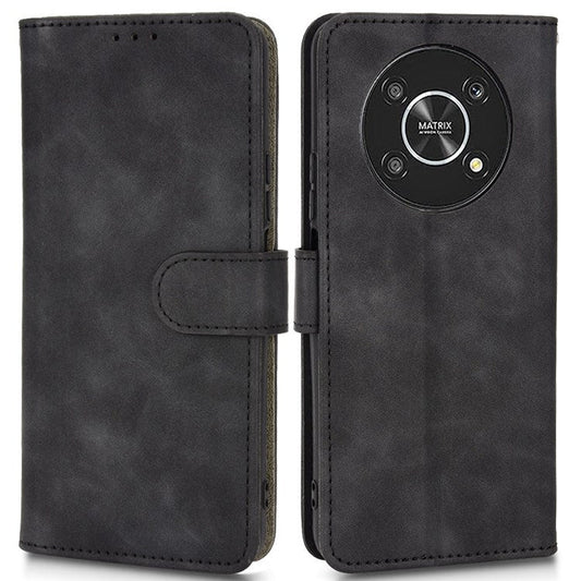 For Honor X9 5G/X30/Magic4 Lite 5G PU Leather Stand Flip Cover Skin-touch Feeling Shockproof TPU Inner Shell Wallet Phone Case - Black