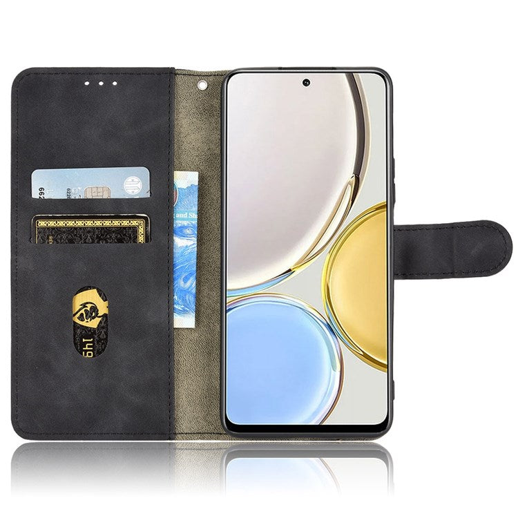 For Honor X9 5G/X30/Magic4 Lite 5G PU Leather Stand Flip Cover Skin-touch Feeling Shockproof TPU Inner Shell Wallet Phone Case - Black