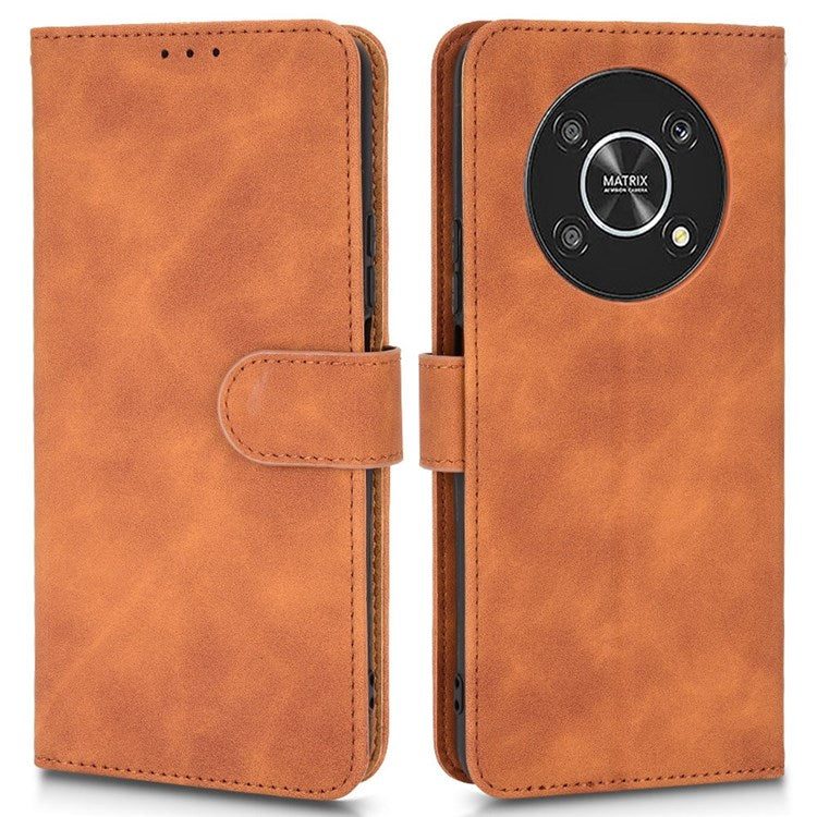 For Honor X9 5G/X30/Magic4 Lite 5G PU Leather Stand Flip Cover Skin-touch Feeling Shockproof TPU Inner Shell Wallet Phone Case - Brown