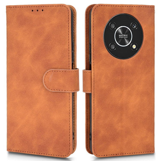 For Honor X9 5G/X30/Magic4 Lite 5G PU Leather Stand Flip Cover Skin-touch Feeling Shockproof TPU Inner Shell Wallet Phone Case - Brown