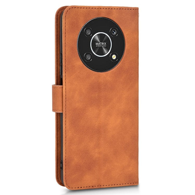 For Honor X9 5G/X30/Magic4 Lite 5G PU Leather Stand Flip Cover Skin-touch Feeling Shockproof TPU Inner Shell Wallet Phone Case - Brown
