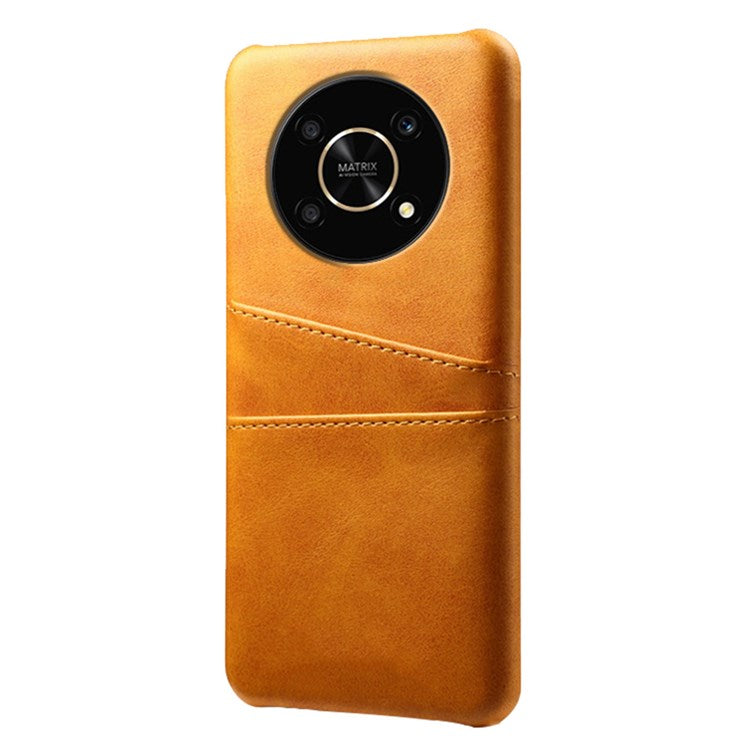 For Honor X30/Magic4 Lite 5G/X9 4G/5G Phone Case with Two Card Slots Wear-resistant PU Leather Coated Hard PC Protector Cover - Orange
