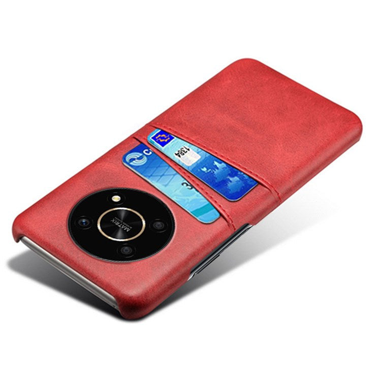 For Honor X30/Magic4 Lite 5G/X9 4G/5G Phone Case with Two Card Slots Wear-resistant PU Leather Coated Hard PC Protector Cover - Red
