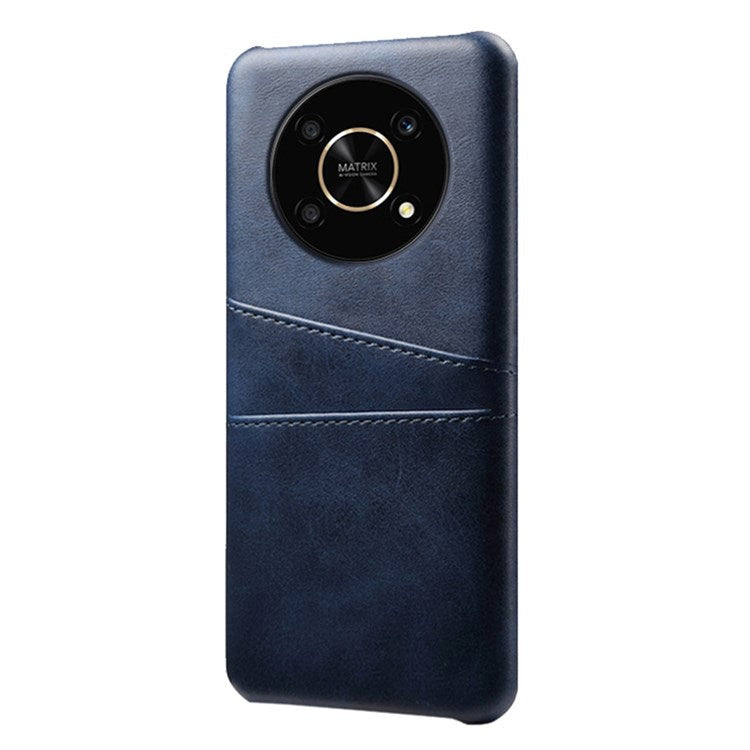 For Honor X30/Magic4 Lite 5G/X9 4G/5G Phone Case with Two Card Slots Wear-resistant PU Leather Coated Hard PC Protector Cover - Blue