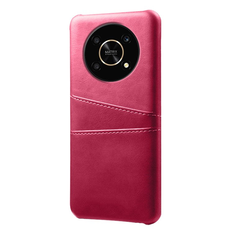 For Honor X30/Magic4 Lite 5G/X9 4G/5G Phone Case with Two Card Slots Wear-resistant PU Leather Coated Hard PC Protector Cover - Rose
