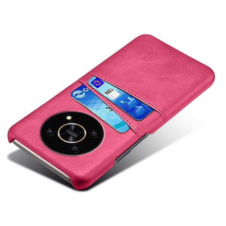 For Honor X30/Magic4 Lite 5G/X9 4G/5G Phone Case with Two Card Slots Wear-resistant PU Leather Coated Hard PC Protector Cover - Rose