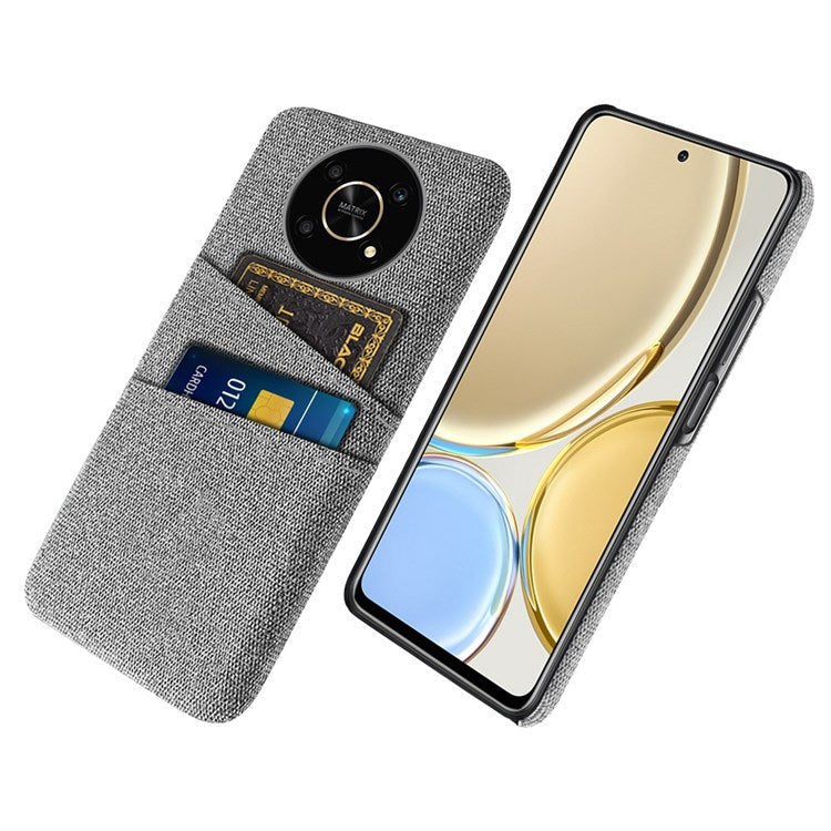For Honor Magic4 Lite 5G/X30/X9 4G/X9 5G Dual Card Slots Cloth + PC Back Case Cloth Texture Protective Phone Cover - Light Grey