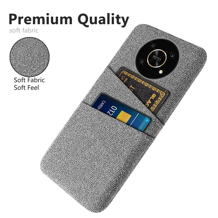 For Honor Magic4 Lite 5G/X30/X9 4G/X9 5G Dual Card Slots Cloth + PC Back Case Cloth Texture Protective Phone Cover - Light Grey