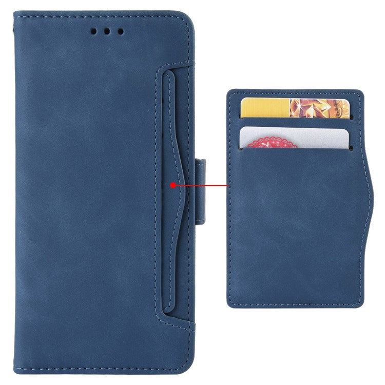 Multiple Card Slots PU Leather Phone Case for Honor Magic4 Pro 5G, Wallet Stand Double Magnetic Clasp Cover - Blue