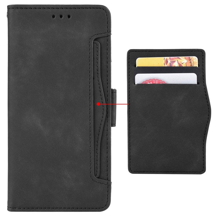 Multiple Card Slots PU Leather Phone Case for Honor Magic4 Pro 5G, Wallet Stand Double Magnetic Clasp Cover - Black