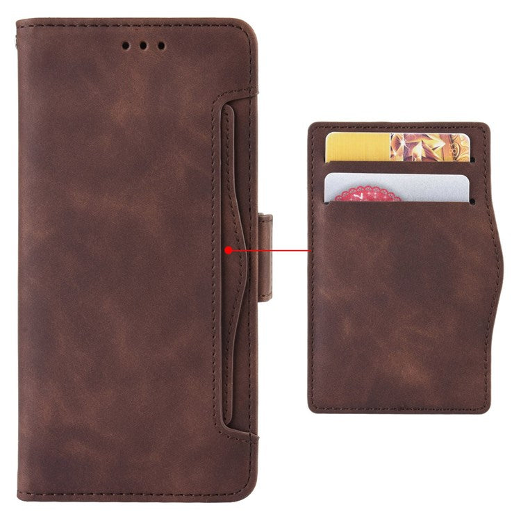 Multiple Card Slots PU Leather Phone Case for Honor Magic4 Pro 5G, Wallet Stand Double Magnetic Clasp Cover - Brown