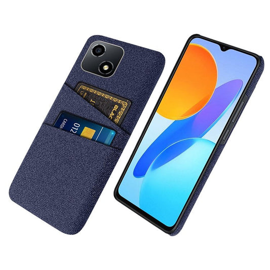 For Honor Play 30 5G Anti-scratch Phone Case Cloth Texture Shockproof Dual Card Slots PC Protective Cover - Blue