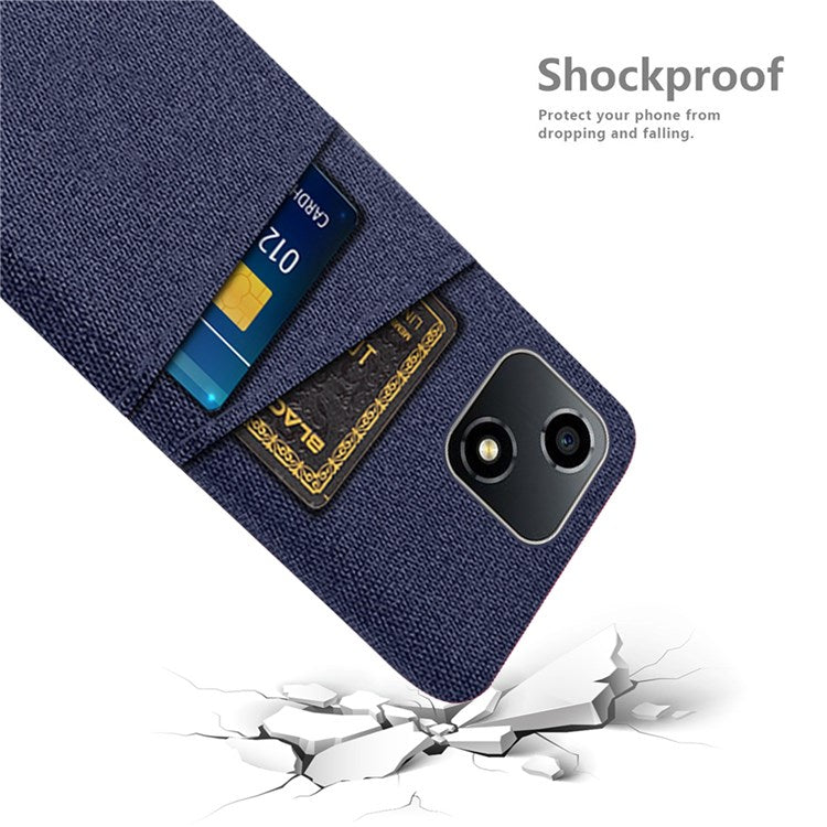 For Honor Play 30 5G Anti-scratch Phone Case Cloth Texture Shockproof Dual Card Slots PC Protective Cover - Blue
