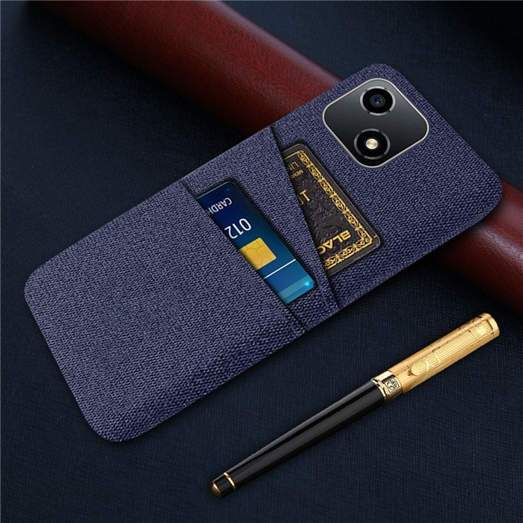 For Honor Play 30 5G Anti-scratch Phone Case Cloth Texture Shockproof Dual Card Slots PC Protective Cover - Blue