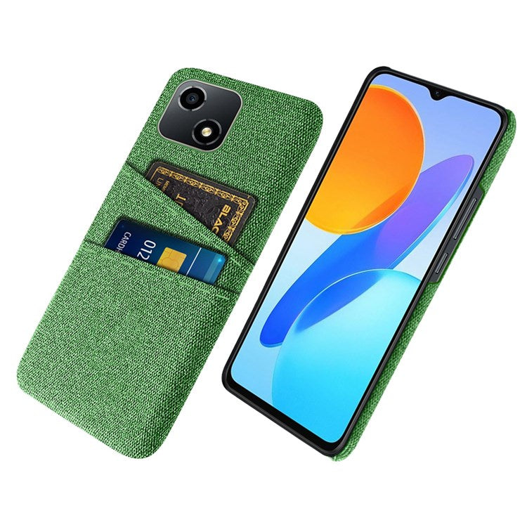 For Honor Play 30 5G Anti-scratch Phone Case Cloth Texture Shockproof Dual Card Slots PC Protective Cover - Green