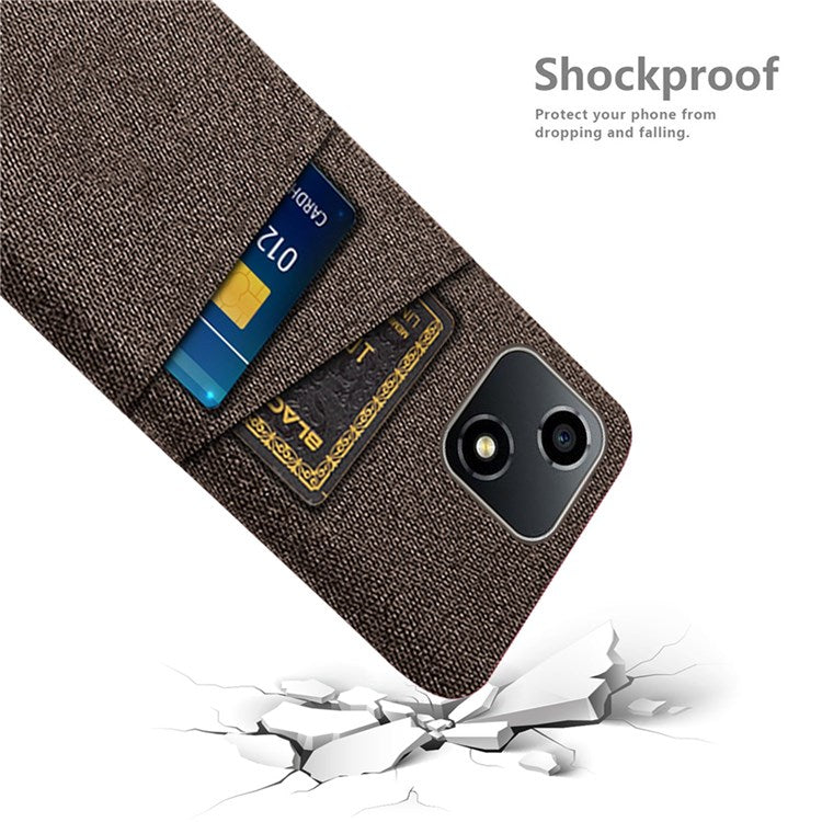 For Honor Play 30 5G Anti-scratch Phone Case Cloth Texture Shockproof Dual Card Slots PC Protective Cover - Brown