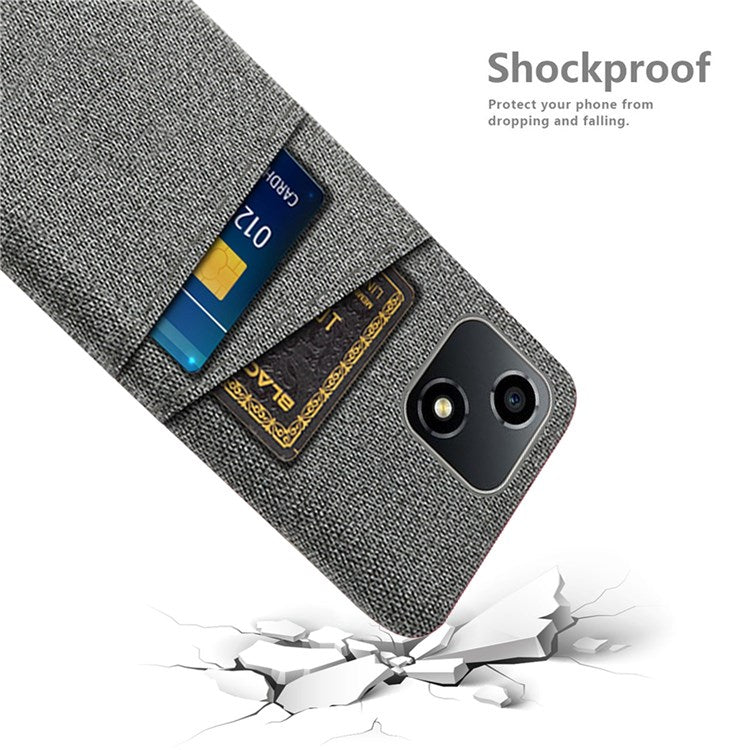 For Honor Play 30 5G Anti-scratch Phone Case Cloth Texture Shockproof Dual Card Slots PC Protective Cover - Grey