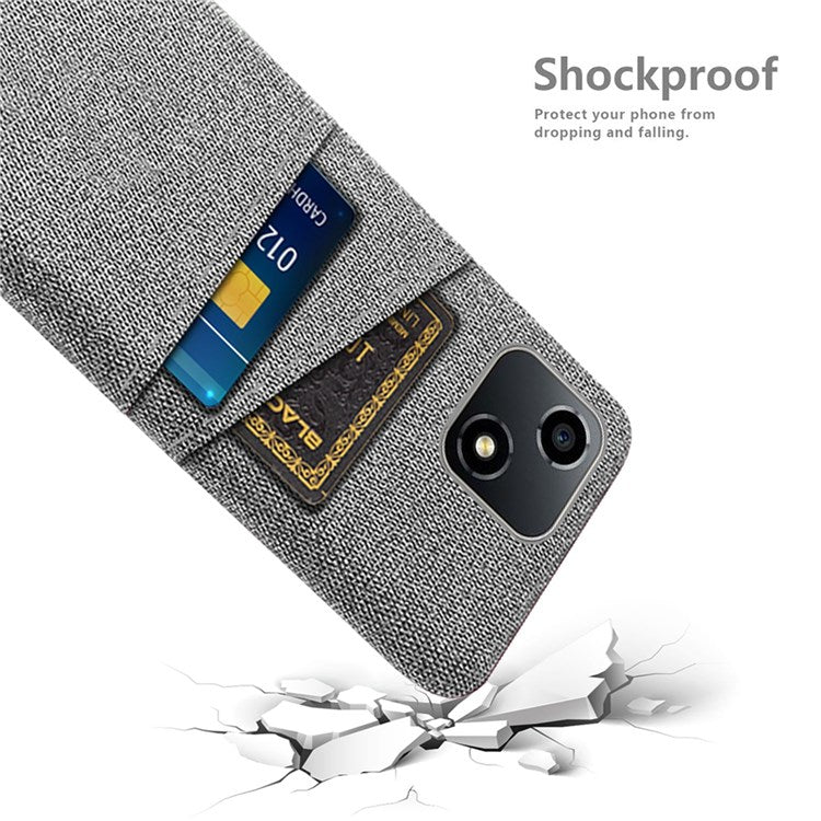 For Honor Play 30 5G Anti-scratch Phone Case Cloth Texture Shockproof Dual Card Slots PC Protective Cover - Light Grey