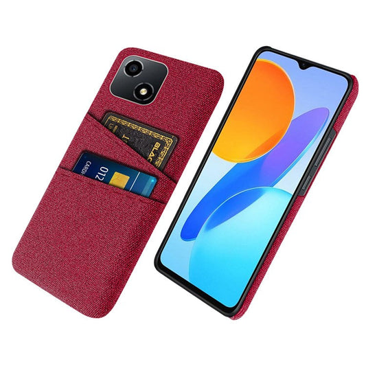 For Honor Play 30 5G Anti-scratch Phone Case Cloth Texture Shockproof Dual Card Slots PC Protective Cover - Red