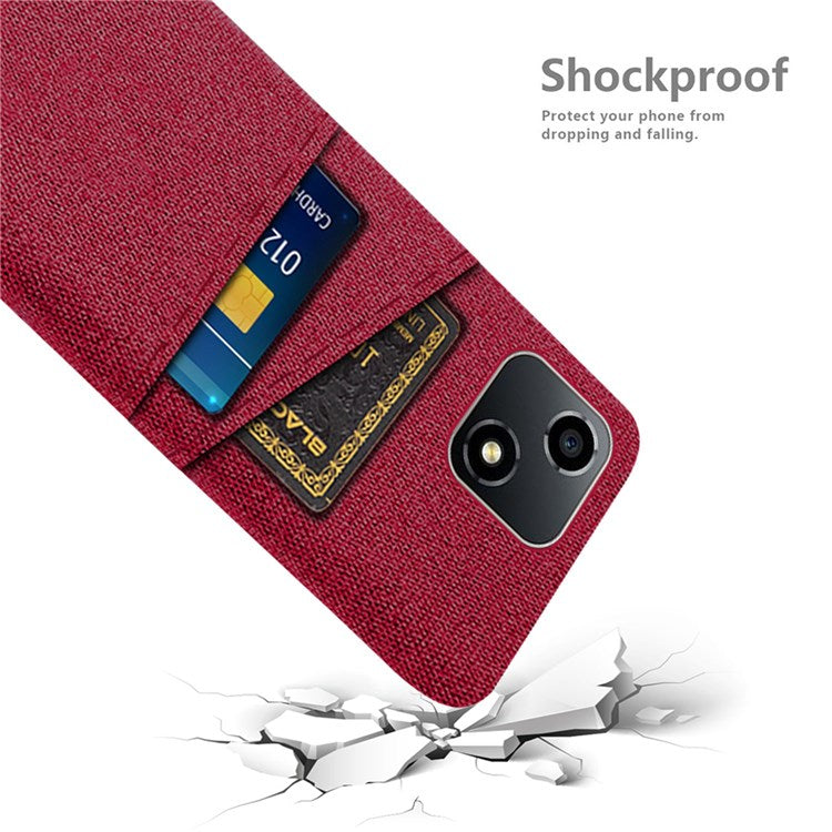 For Honor Play 30 5G Anti-scratch Phone Case Cloth Texture Shockproof Dual Card Slots PC Protective Cover - Red