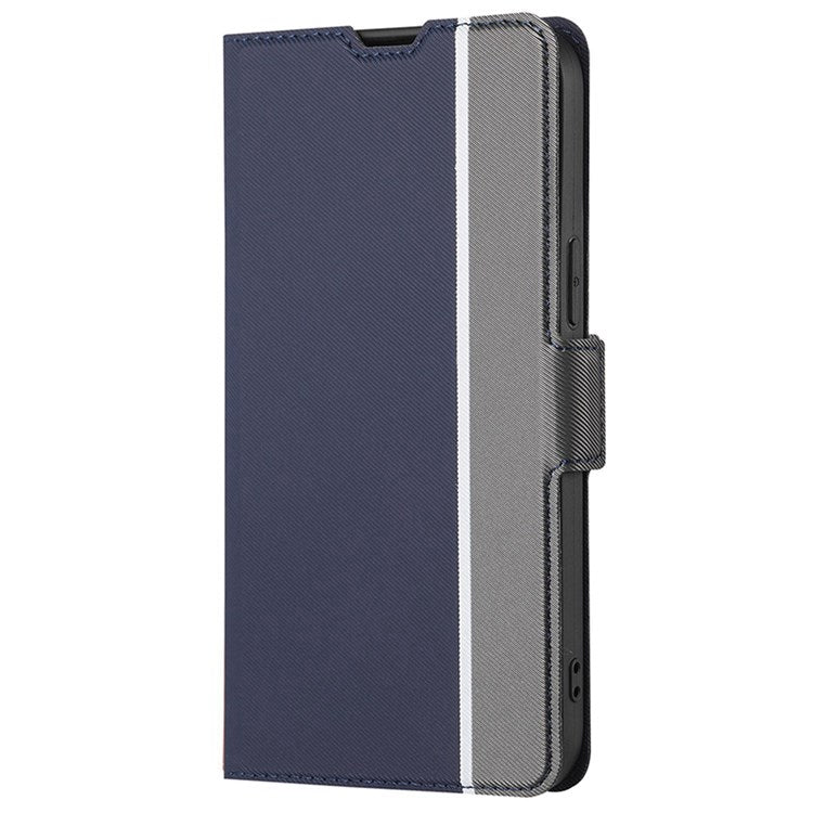 For Honor 70 5G Twill Texture Ultra-thin Phone Shell Full Covering Protective Cellphone Case PU Leather+TPU Stand Card Holder Function - Blue