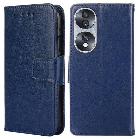 For Honor 70 5G Anti-fall PU Leather Wallet Case Stand Function Magnetic Closure Shockproof Flip Folio Cover - Sapphire