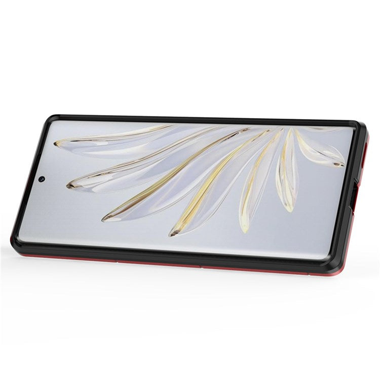 For Honor 70 5G TPU+PC Anti-fall Protective Phone Case Military Grade Armor Ring Holder Kickstand Back Shell - Red