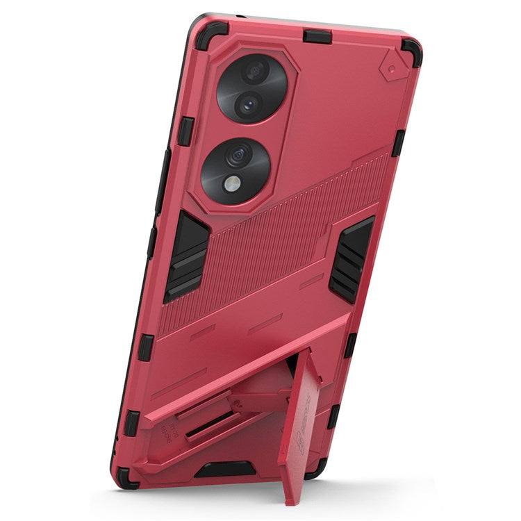 For Honor 70 5G Wear-resistant TPU+PC Shock Absorption Cover Kickstand Phone Case Protector - Rose
