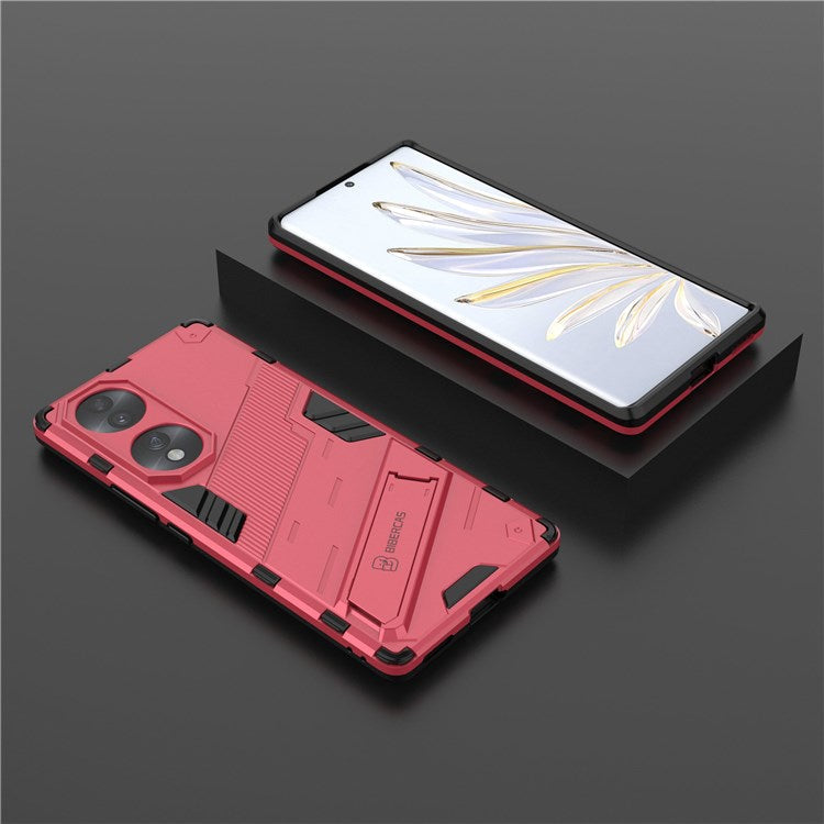 For Honor 70 5G Wear-resistant TPU+PC Shock Absorption Cover Kickstand Phone Case Protector - Rose