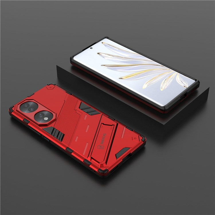 For Honor 70 5G Wear-resistant TPU+PC Shock Absorption Cover Kickstand Phone Case Protector - Red