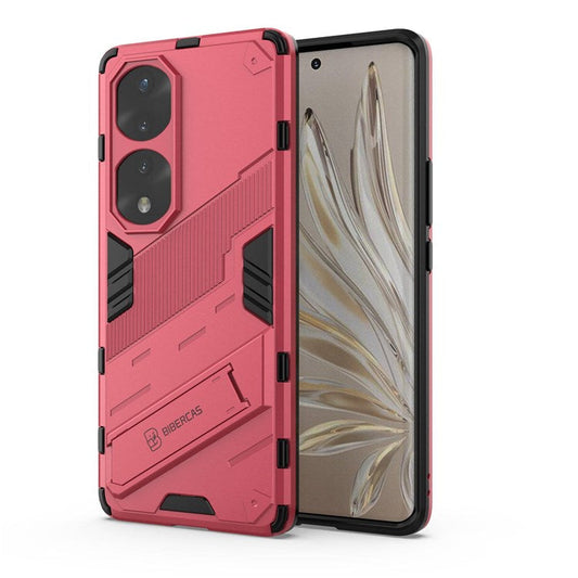 For Honor 70 Pro 5G Shock Absorption Drop-proof TPU+PC Cover Kickstand Anti-scratch Cell Phone Case - Rose