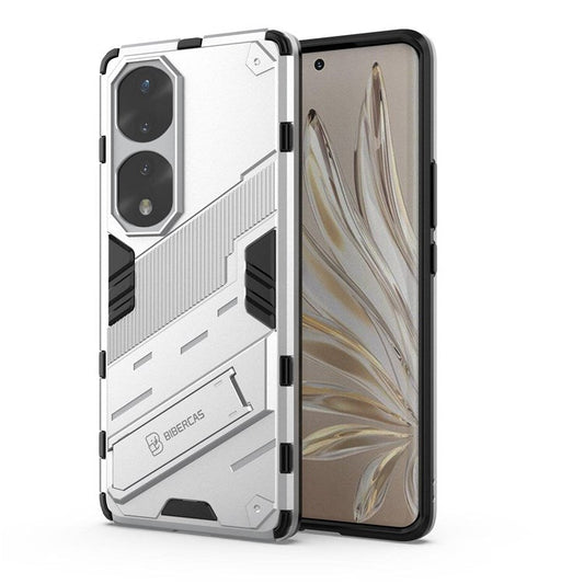 For Honor 70 Pro 5G Shock Absorption Drop-proof TPU+PC Cover Kickstand Anti-scratch Cell Phone Case - White