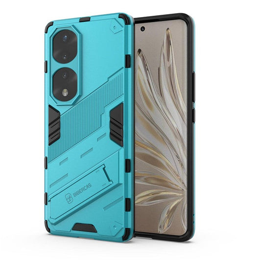 For Honor 70 Pro 5G Shock Absorption Drop-proof TPU+PC Cover Kickstand Anti-scratch Cell Phone Case - Baby Blue