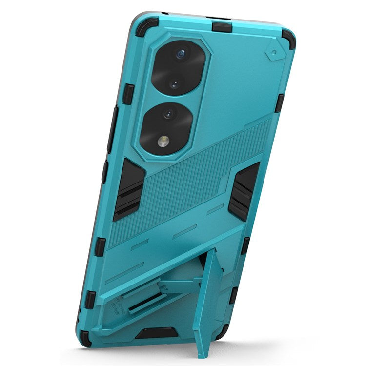 For Honor 70 Pro 5G Shock Absorption Drop-proof TPU+PC Cover Kickstand Anti-scratch Cell Phone Case - Baby Blue