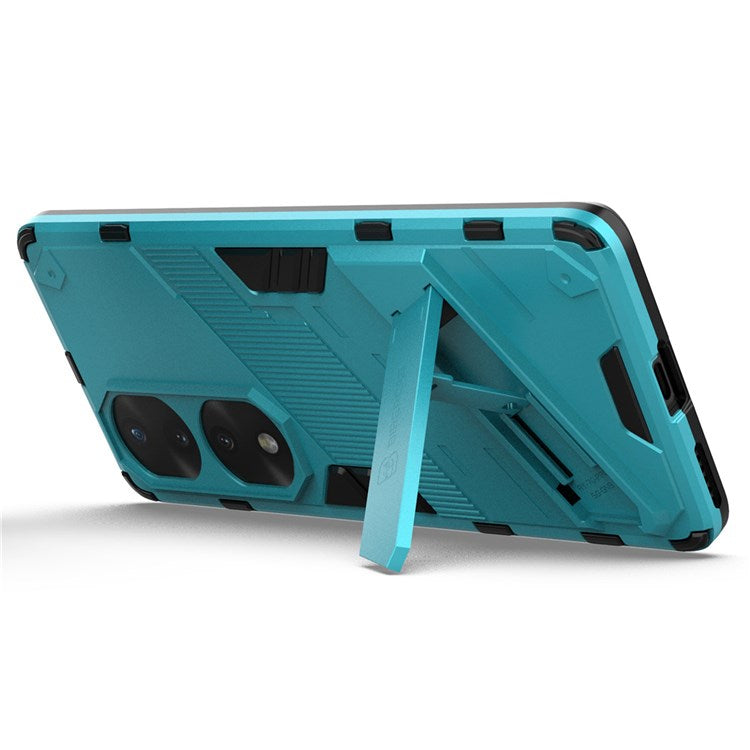 For Honor 70 Pro 5G Shock Absorption Drop-proof TPU+PC Cover Kickstand Anti-scratch Cell Phone Case - Baby Blue