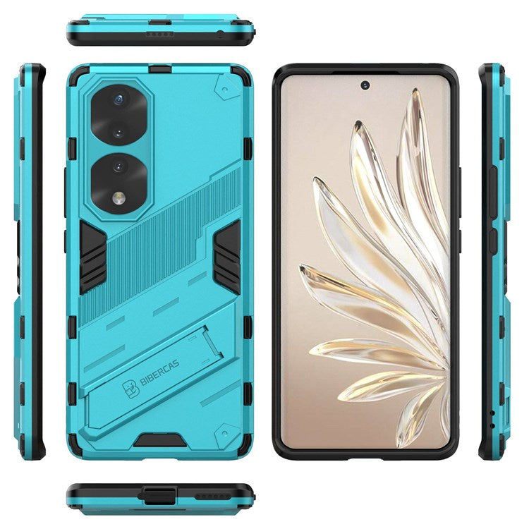 For Honor 70 Pro 5G Shock Absorption Drop-proof TPU+PC Cover Kickstand Anti-scratch Cell Phone Case - Baby Blue