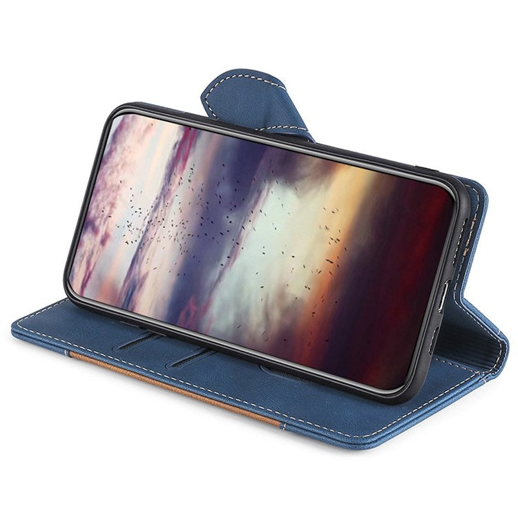 For Honor 70 5G Anti-scratch PU Leather Phone Wallet Flip Case Straw Hat Pattern Magnetic Clasp Drop-proof Cover Skin-touch Feeling Stand - Blue