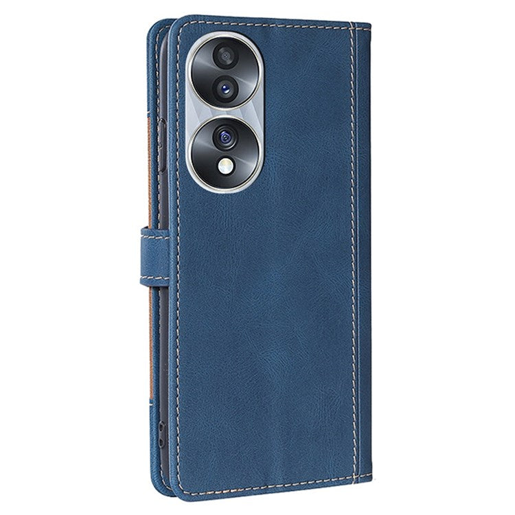 For Honor 70 5G Anti-scratch PU Leather Phone Wallet Flip Case Straw Hat Pattern Magnetic Clasp Drop-proof Cover Skin-touch Feeling Stand - Blue