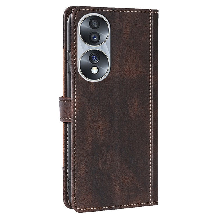 For Honor 70 5G Anti-scratch PU Leather Phone Wallet Flip Case Straw Hat Pattern Magnetic Clasp Drop-proof Cover Skin-touch Feeling Stand - Brown