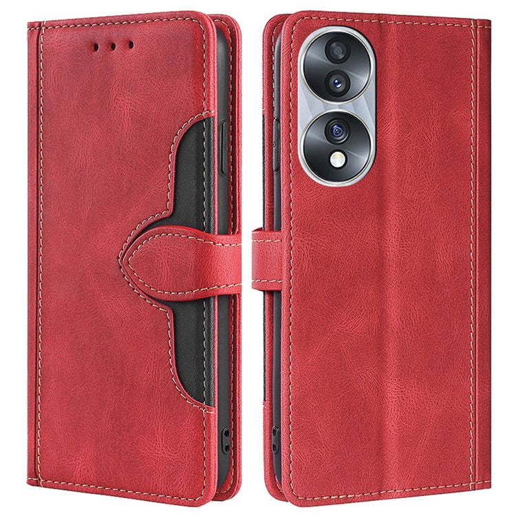 For Honor 70 5G Anti-scratch PU Leather Phone Wallet Flip Case Straw Hat Pattern Magnetic Clasp Drop-proof Cover Skin-touch Feeling Stand - Red