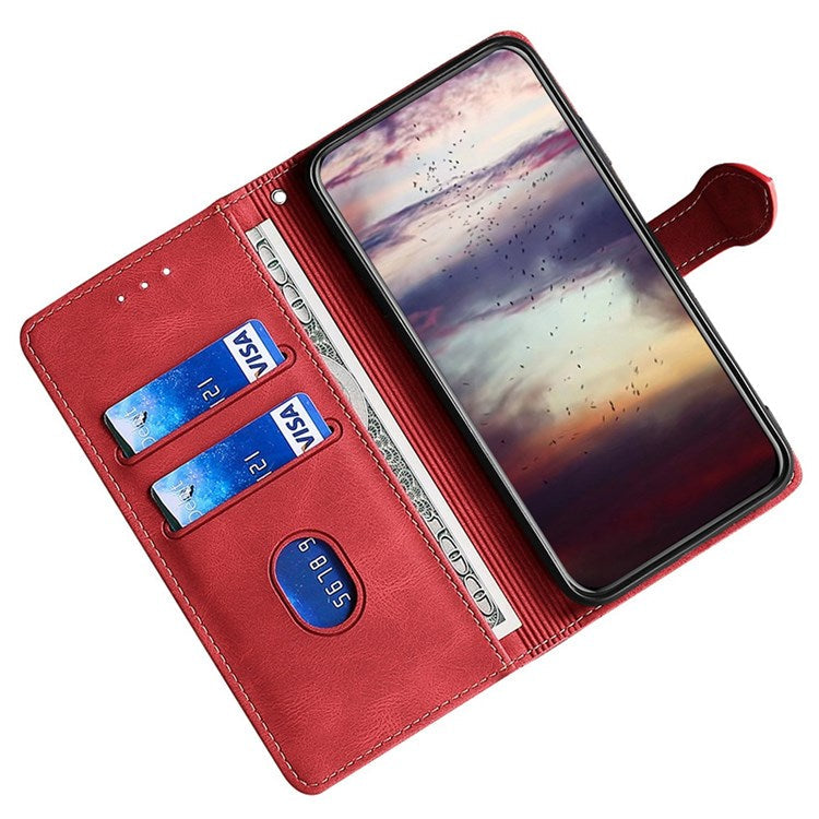 For Honor 70 5G Anti-scratch PU Leather Phone Wallet Flip Case Straw Hat Pattern Magnetic Clasp Drop-proof Cover Skin-touch Feeling Stand - Red