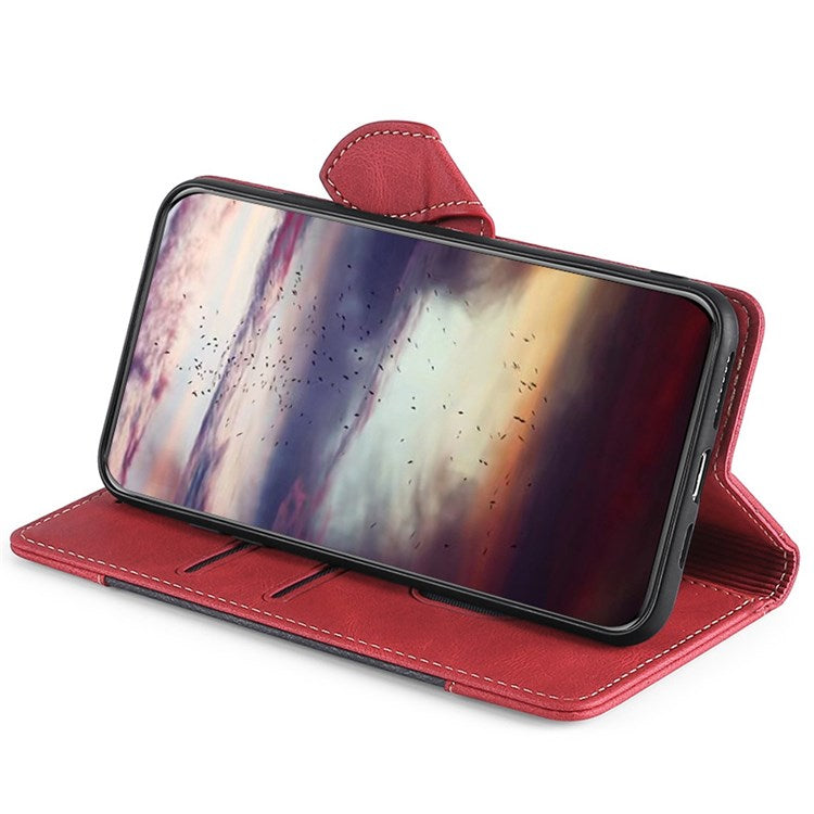 For Honor 70 5G Anti-scratch PU Leather Phone Wallet Flip Case Straw Hat Pattern Magnetic Clasp Drop-proof Cover Skin-touch Feeling Stand - Red